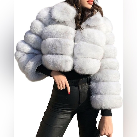 Jackets & Blazers - Women Fluffy Faux Fur Coat Cropped Puffer Jacket Winter Warm Fuzzy Teddy Jacket